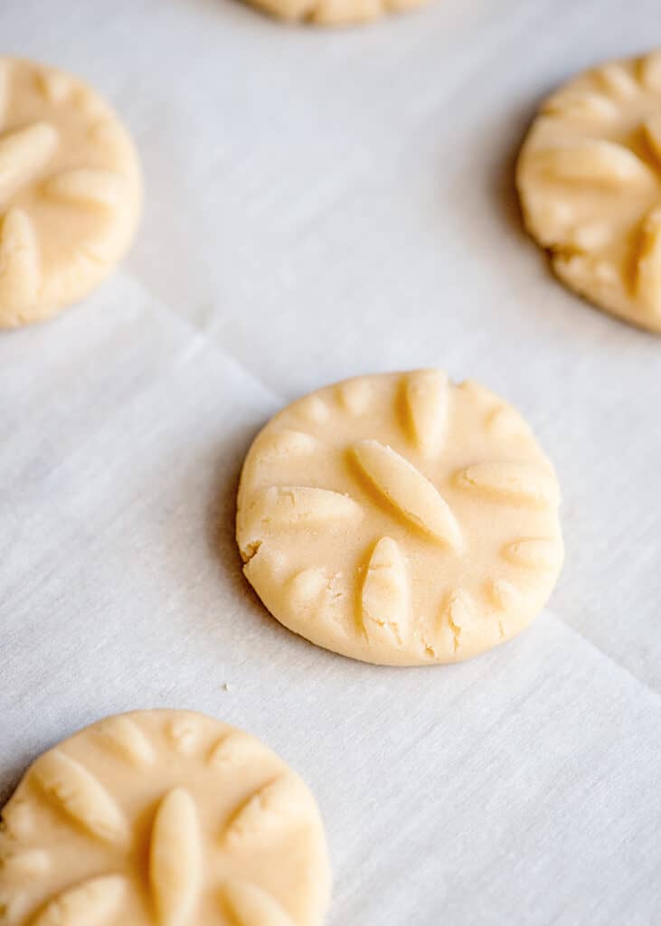 cookie dough on a parchment paper