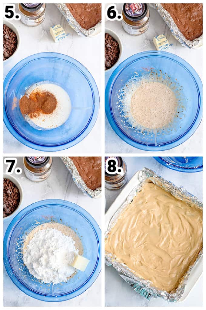 collage showing how to make a coffee frosting layer