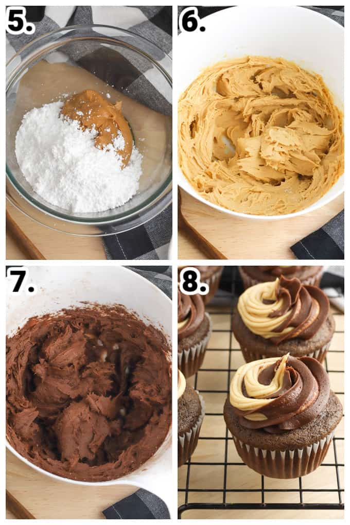 collage showing how to make swirled frosting