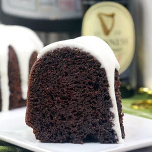 square image of a slice of cake on a white plate