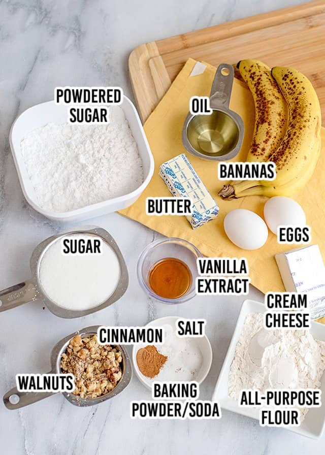 overhead image of ingredients on a marble surface with text over each ingredient