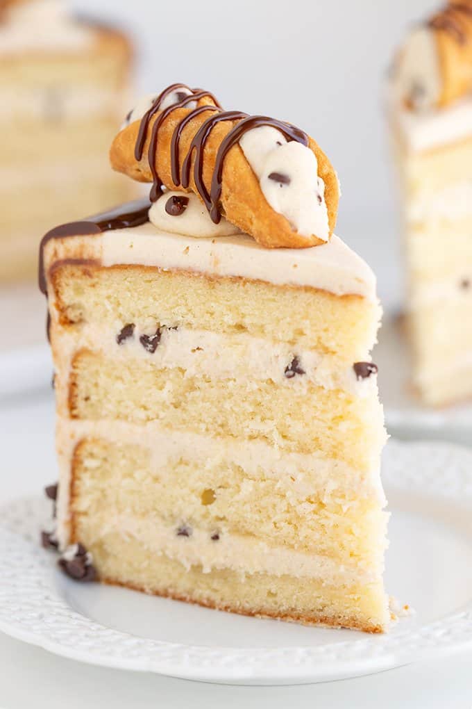 slice of cake on a white plate 