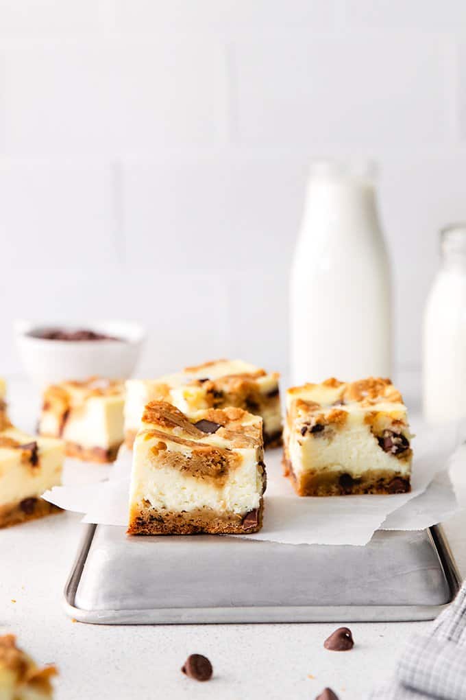 bars on a small baking pan on a white surface