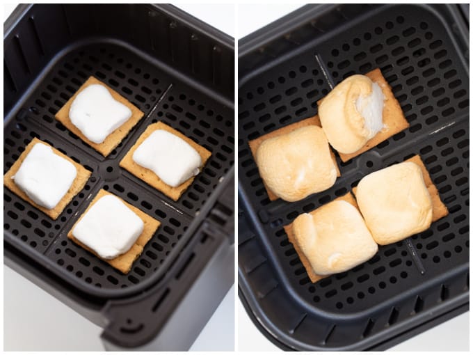 collage showing how to make s'mores in the air fryer