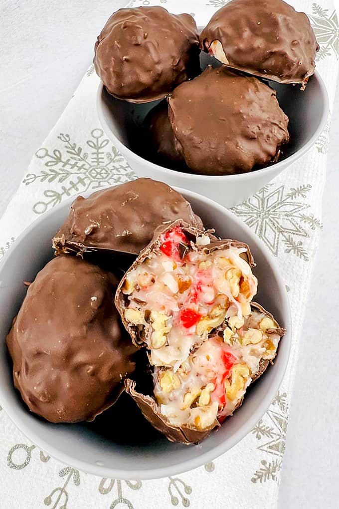 Martha Washington Candy in a bowl.