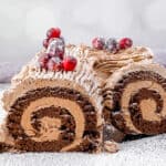 close up of the yule log showing the spiral inside