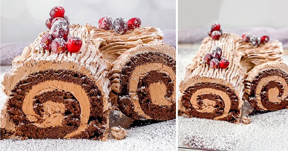 Yule Log Cake (Bûche de Noël) - Cookie Dough and Oven Mitt