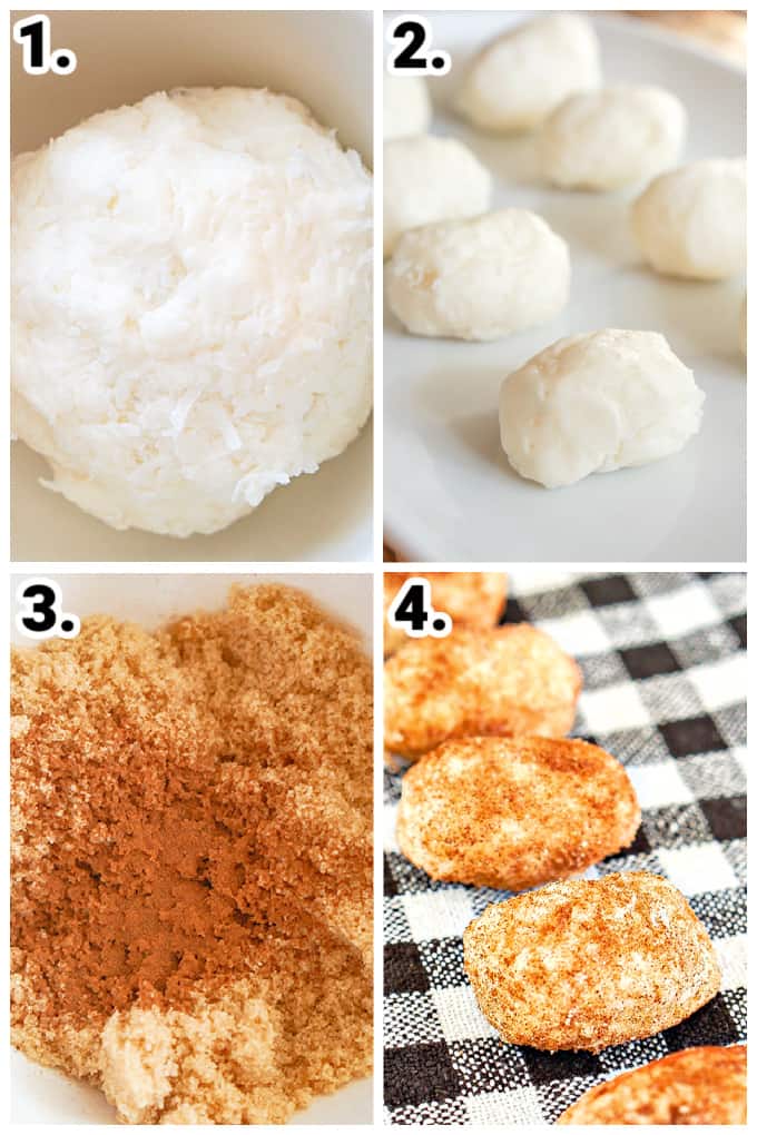 collage showing step by step how to make the coconut potato candy