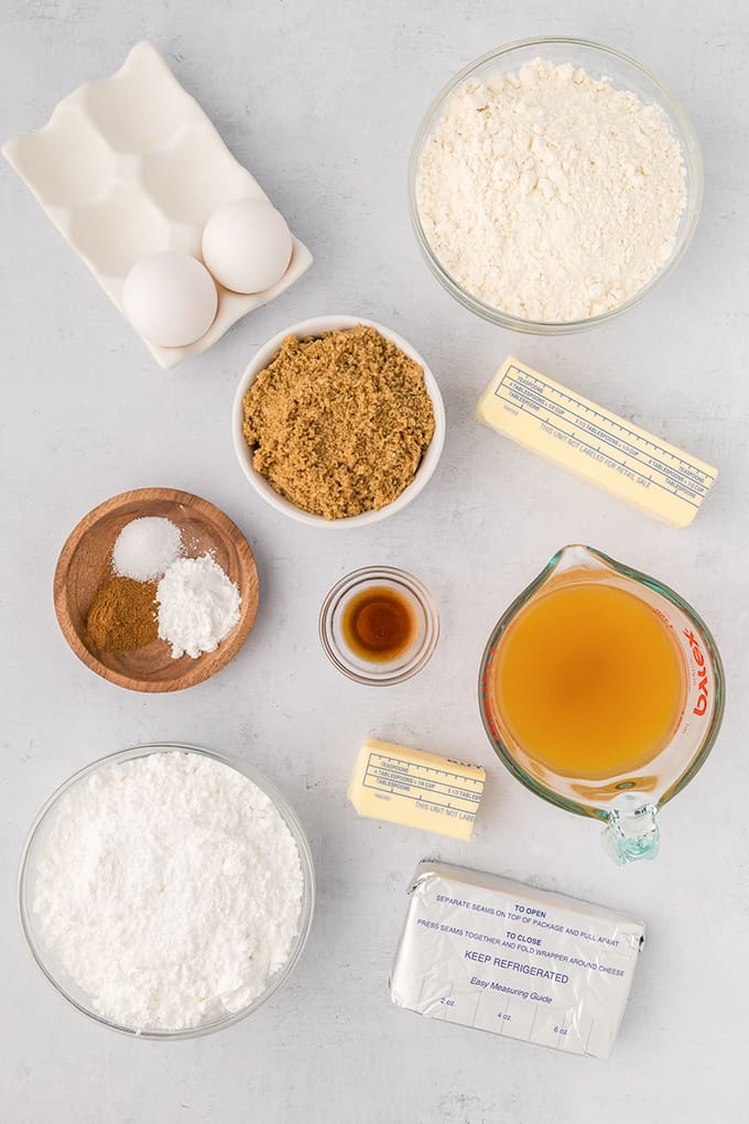 The ingredients for a pumpkin pie and apple cider cupcakes.