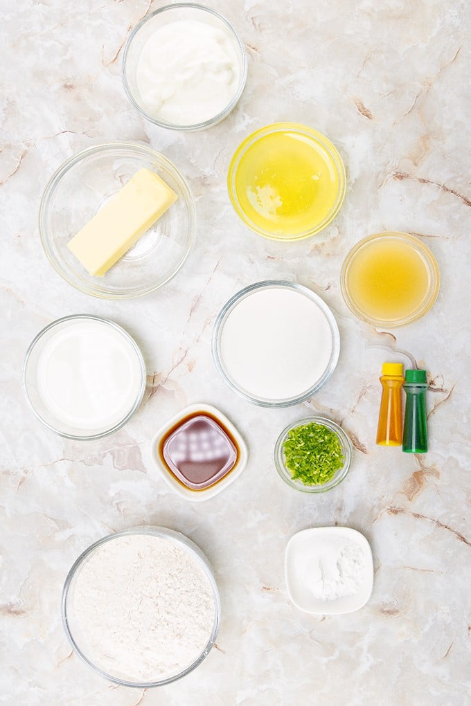 Lime ingredients are shown on a marble surface.