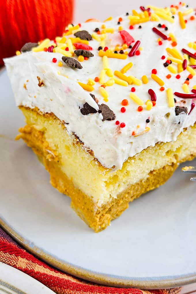 A slice of magical pumpkin pie on a plate.