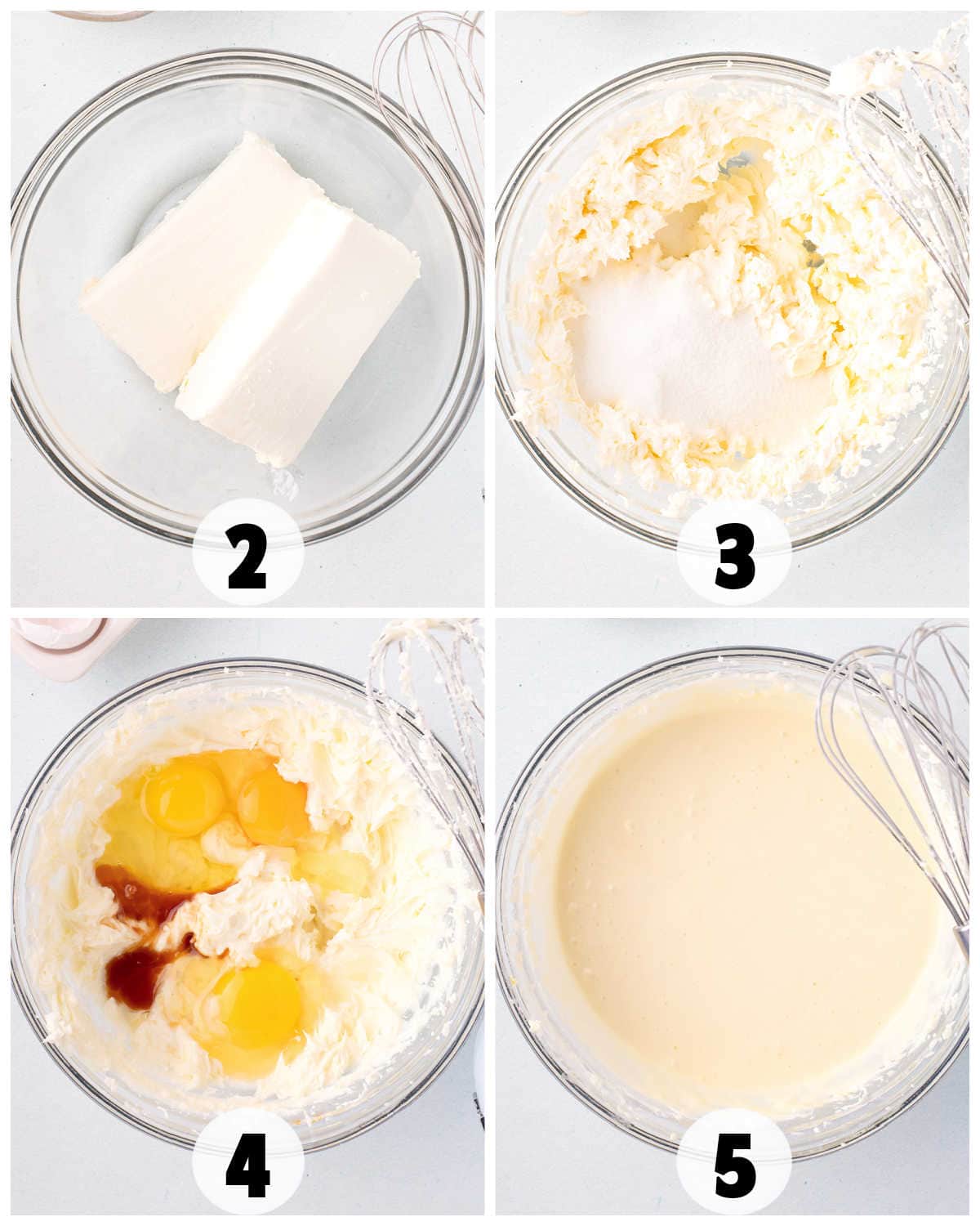 Follow a four-step process to create the perfect cheesecake batter: start by combining cream cheese, then cream with sugar before adding eggs and vanilla. Mix until smooth for a flawless finish, ideal for a carrot cake cheesecake fusion!.